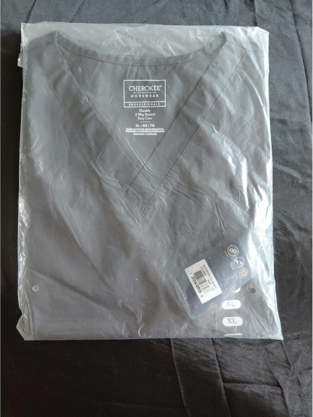 Cherokee WW665 Womens V-Neck Scrub Top XL Pewter New With Tags